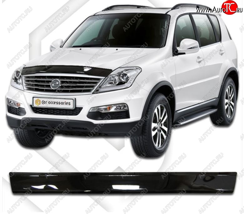 1 839 р. Дефлектор капота CA-Plastiс  SSANGYONG Rexton  Y290 (2012-2017) (Classic черный, Без надписи)  с доставкой в г. Владивосток