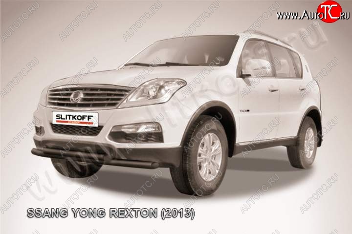 10 999 р. Защита переднего бампер Slitkoff SSANGYONG Rexton Y290 (2012-2017) (Цвет: серебристый)  с доставкой в г. Владивосток