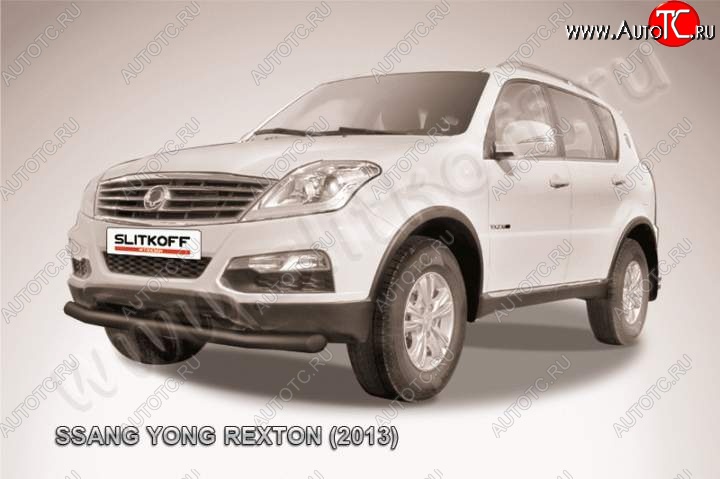 9 999 р. Защита переднего бампер Slitkoff SSANGYONG Rexton Y290 (2012-2017) (Цвет: серебристый)  с доставкой в г. Владивосток