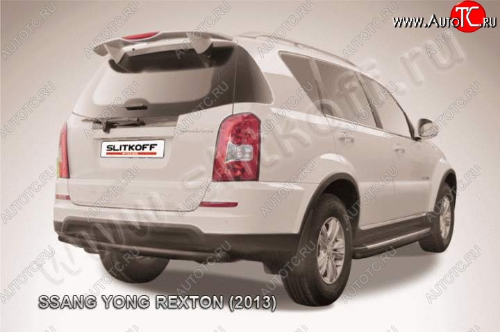 6 749 р. Защита задняя Slitkoff SSANGYONG Rexton Y290 (2012-2017) (Цвет: серебристый)  с доставкой в г. Владивосток