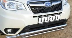 25 599 р. Защита переднего бампера (2 трубыØ63 мм, волна, нержавейка) SLITKOFF Subaru Forester SJ дорестайлинг (2012-2016)  с доставкой в г. Владивосток. Увеличить фотографию 2