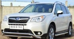 25 599 р. Защита переднего бампера (2 трубыØ63 мм, волна, нержавейка) SLITKOFF Subaru Forester SJ дорестайлинг (2012-2016)  с доставкой в г. Владивосток. Увеличить фотографию 4