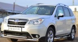 23 799 р. Защита переднего бампера (2 трубыØ76 и 63 мм, нержавейка) SLITKOFF Subaru Forester SJ дорестайлинг (2012-2016)  с доставкой в г. Владивосток. Увеличить фотографию 2