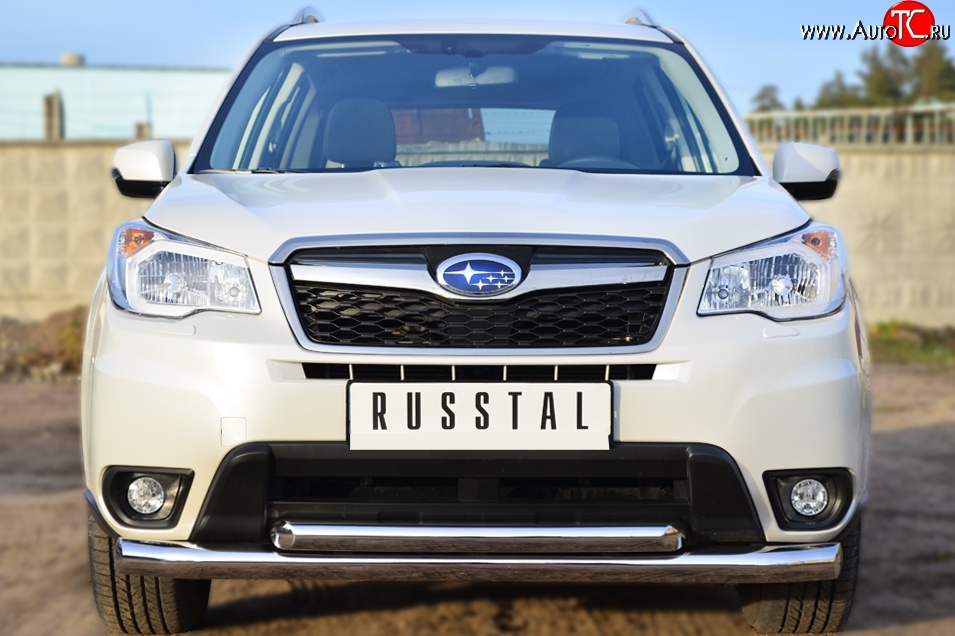 23 799 р. Защита переднего бампера (2 трубыØ76 и 63 мм, нержавейка) SLITKOFF Subaru Forester SJ дорестайлинг (2012-2016)  с доставкой в г. Владивосток