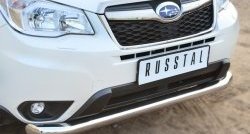 18 999 р. Одинарная защита переднего бампера диаметром 76 мм SLITKOFF  Subaru Forester  SJ (2012-2016) дорестайлинг  с доставкой в г. Владивосток. Увеличить фотографию 3