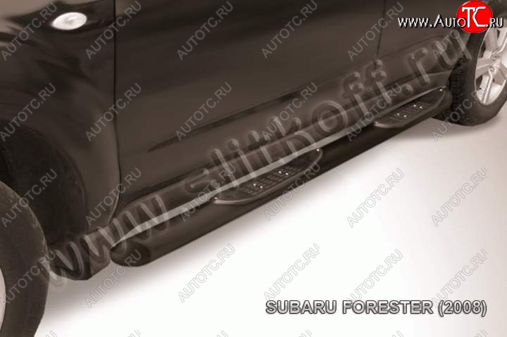 13 749 р. Защита порогов Slitkoff  Subaru Forester  SH (2008-2013) (Цвет: серебристый)  с доставкой в г. Владивосток