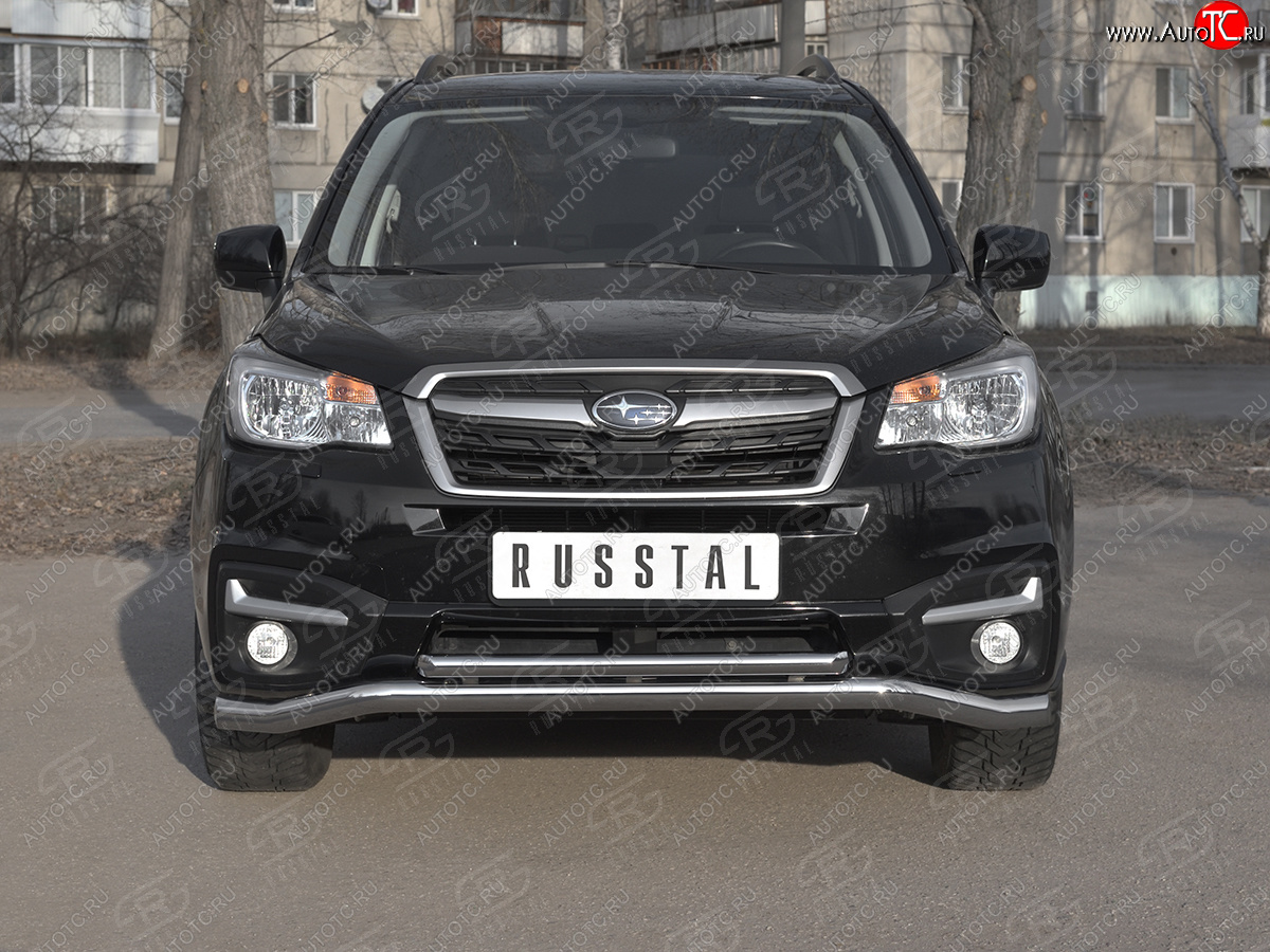 25 399 р. Защита переднего бампера (2 трубы Ø63 и 42 мм, нержавейка) SLITKOFF  Subaru Forester  SJ (2016-2019) рестайлинг  с доставкой в г. Владивосток