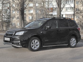 25 399 р. Защита переднего бампера (2 трубы Ø63 и 42 мм, нержавейка) SLITKOFF  Subaru Forester  SJ (2016-2019) рестайлинг  с доставкой в г. Владивосток. Увеличить фотографию 3