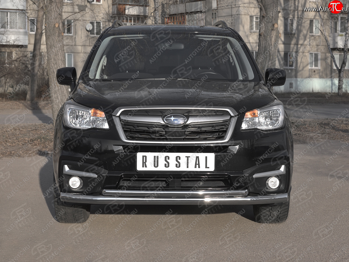 26 999 р. Защита переднего бампера SLITKOFF d63 секции-d42 дуга  Subaru Forester  SJ (2016-2019) рестайлинг  с доставкой в г. Владивосток