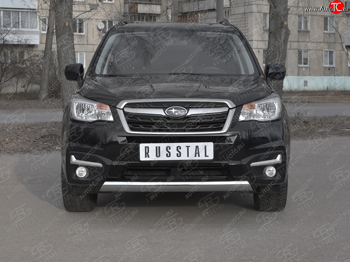 15 649 р. Защита переднего бампера (Ø75x42 мм, нержавейка) Russtal Subaru Forester SJ рестайлинг (2016-2019)  с доставкой в г. Владивосток