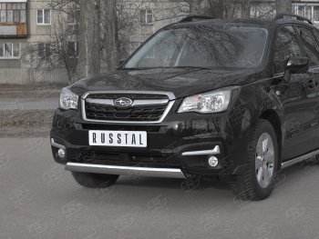 15 649 р. Защита переднего бампера (Ø75x42 мм, нержавейка) Russtal Subaru Forester SJ рестайлинг (2016-2019)  с доставкой в г. Владивосток. Увеличить фотографию 2