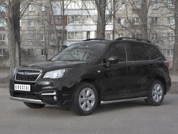 15 649 р. Защита переднего бампера (Ø75x42 мм, нержавейка) Russtal Subaru Forester SJ рестайлинг (2016-2019)  с доставкой в г. Владивосток. Увеличить фотографию 4