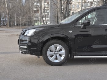 15 649 р. Защита переднего бампера (Ø75x42 мм, нержавейка) Russtal Subaru Forester SJ рестайлинг (2016-2019)  с доставкой в г. Владивосток. Увеличить фотографию 3