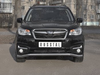 18 849 р. Защита переднего бампера SLITKOFF d63 волна  Subaru Forester  SJ (2016-2019) рестайлинг  с доставкой в г. Владивосток. Увеличить фотографию 1