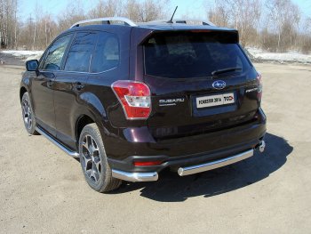 Защита заднего бампера (уголки овальные) ТСС 75х42 мм Subaru (Субару) Forester (Форестер)  SJ (2016-2019) SJ рестайлинг ()