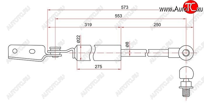 1 079 р. Правый газовый упор крышки багажника SAT  Subaru Forester  SG (2002-2005) дорестайлинг  с доставкой в г. Владивосток