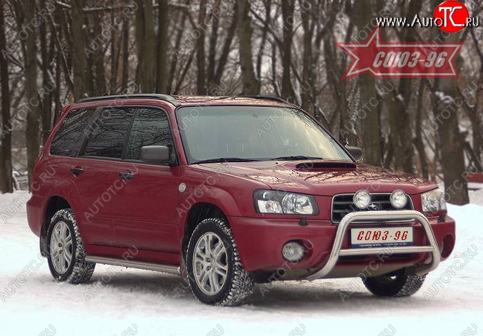 9 224 р. Защита переднего бампера Souz-96 (d60) Subaru Forester SG дорестайлинг (2002-2005)  с доставкой в г. Владивосток