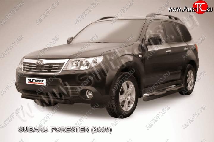 4 999 р. защита переднего бампера Slitkoff  Subaru Forester  SH (2008-2013) (Цвет: серебристый)  с доставкой в г. Владивосток