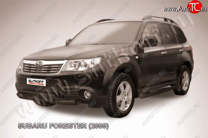 11 399 р. Защита переднего бампер Slitkoff Subaru Forester SH (2008-2013) (Цвет: серебристый)  с доставкой в г. Владивосток