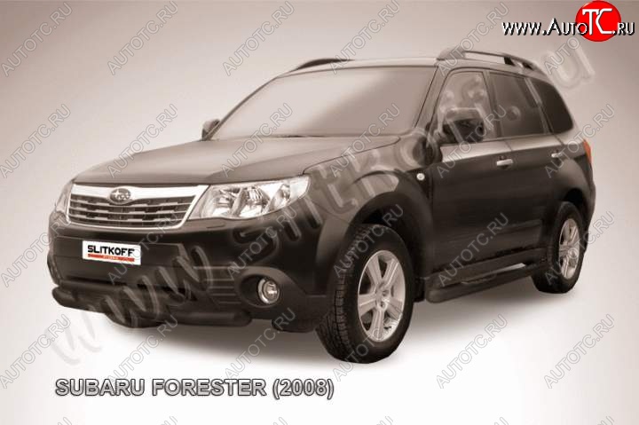 12 549 р. Защита переднего бампер Slitkoff Subaru Forester SH (2008-2013) (Цвет: серебристый)  с доставкой в г. Владивосток