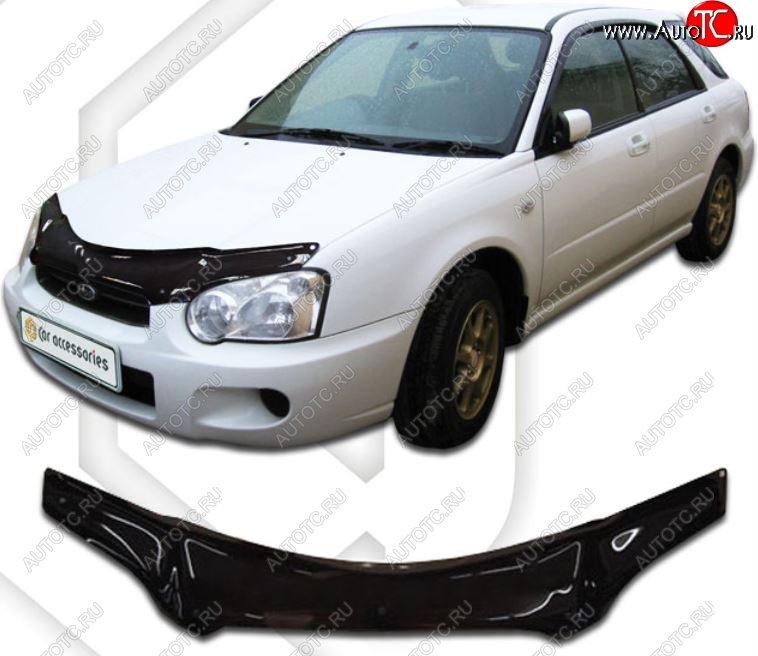 2 099 р. Дефлектор капота (GD2, GDA) CA-Plastiс  Subaru Impreza ( GD,  GG) (2002-2005) седан 1-ый рестайлинг, хэтчбэк 1-ый рестайлинг (Classic черный, Без надписи)  с доставкой в г. Владивосток