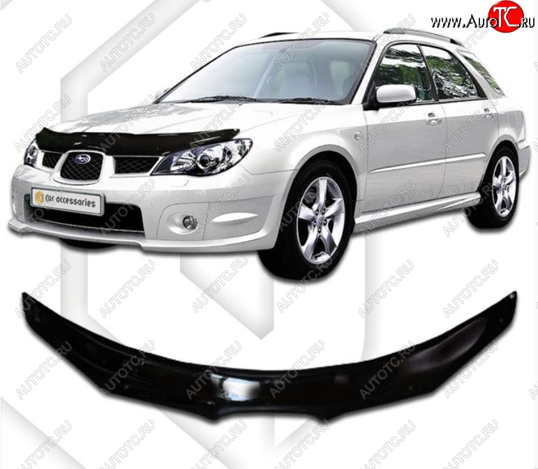 1 999 р. Дефлектор капота CA-Plastiс  Subaru Impreza ( GD,  GG) (2005-2007) седан 2-ой рестайлинг, хэтчбэк 2-ой рестайлинг (Classic черный, Без надписи)  с доставкой в г. Владивосток