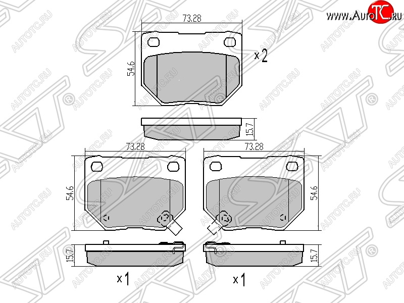 1 239 р. Колодки тормозные SAT (задние)  Subaru Impreza ( GD,  GG) (2000-2007) седан дорестайлинг, хэтчбэк дорестайлинг, седан 1-ый рестайлинг, хэтчбэк 1-ый рестайлинг, седан 2-ой рестайлинг, хэтчбэк 2-ой рестайлинг  с доставкой в г. Владивосток