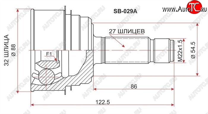 1 539 р. ШРУС SAT (наружный, GDB EJ20 6MT 4WD)  Subaru Impreza ( GD,  GG) (2000-2007) седан дорестайлинг, хэтчбэк дорестайлинг, седан 1-ый рестайлинг, хэтчбэк 1-ый рестайлинг, седан 2-ой рестайлинг, хэтчбэк 2-ой рестайлинг  с доставкой в г. Владивосток