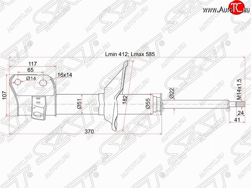 3 699 р. Правый амортизатор передний SAT Subaru Impreza GC седан (1992-2000)  с доставкой в г. Владивосток