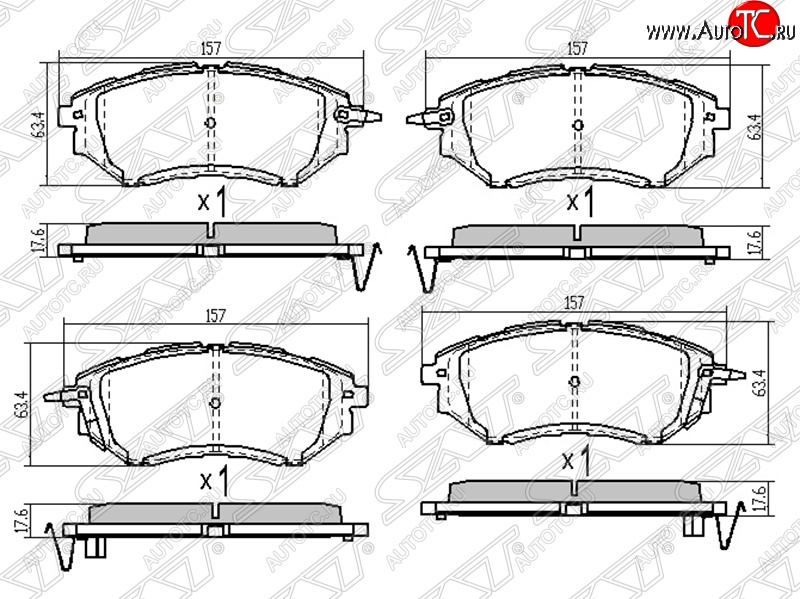 1 659 р. Колодки тормозные SAT (передние)  Subaru Legacy ( BL/B13,  BL,B13) - Tribeca  с доставкой в г. Владивосток