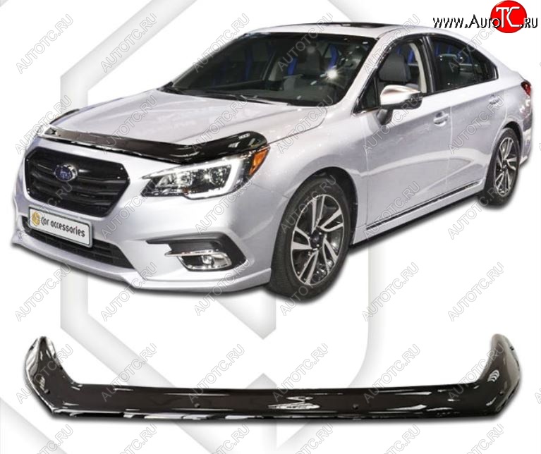 2 999 р. Дефлектор капота CA-Plastiс exclusive  Subaru Legacy  BN/B15 (2017-2025) рестайлинг седан (Classic черный, Без надписи)  с доставкой в г. Владивосток