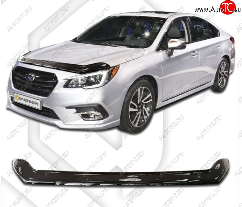 2 159 р. Дефлектор капота CA-Plastiс  Subaru Legacy  BN/B15 (2017-2024) рестайлинг седан (Classic черный, Без надписи)  с доставкой в г. Владивосток