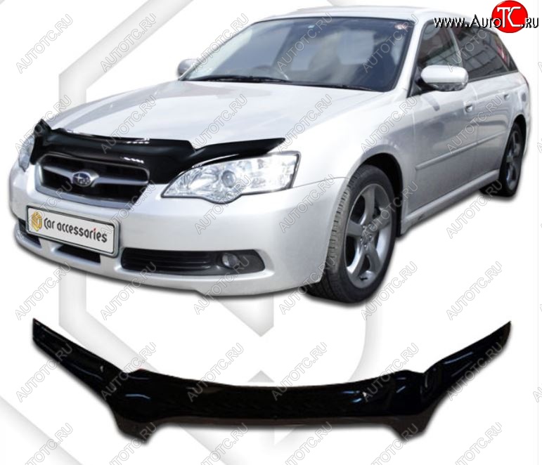 2 159 р. Дефлектор капота CA-Plastiс  Subaru Outback  BP (2003-2006) дорестайлинг универсал (Classic черный, Без надписи)  с доставкой в г. Владивосток