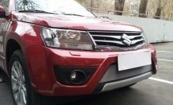 1 539 р. Сетка на бампер Russtal (хром) Suzuki Grand Vitara JT 5 дверей 2-ой рестайлинг (2012-2016)  с доставкой в г. Владивосток. Увеличить фотографию 2