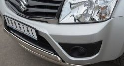 22 299 р. Защита переднего бампера (2 трубыØ75х42 мм, нержавейка) Russtal Suzuki Grand Vitara JT 3 двери 2-ой рестайлинг (2012-2016)  с доставкой в г. Владивосток. Увеличить фотографию 3