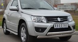 22 299 р. Защита переднего бампера (2 трубыØ75х42 мм, нержавейка) Russtal Suzuki Grand Vitara JT 3 двери 2-ой рестайлинг (2012-2016)  с доставкой в г. Владивосток. Увеличить фотографию 4