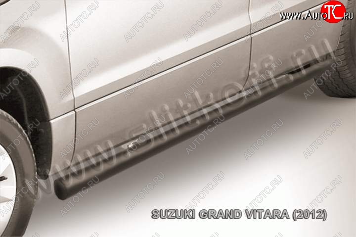 10 949 р. Защита порогов Slitkoff Suzuki Grand Vitara JT 5 дверей 2-ой рестайлинг (2012-2016) (Цвет: серебристый)  с доставкой в г. Владивосток