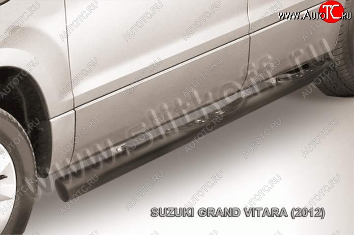 13 749 р. Защита порогов Slitkoff  Suzuki Grand Vitara  JT 5 дверей (2012-2016) 2-ой рестайлинг (Цвет: серебристый)  с доставкой в г. Владивосток