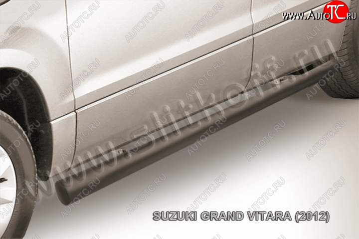 11 749 р. Защита порогов Slitkoff Suzuki Grand Vitara JT 5 дверей 2-ой рестайлинг (2012-2016) (Цвет: серебристый)  с доставкой в г. Владивосток