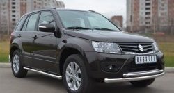 14 849 р. Защита порогов из круглой трубы диаметром 63 мм (5 дв.) Russtal Suzuki Grand Vitara JT 5 дверей 2-ой рестайлинг (2012-2016) (Защита порогов с со скосами на торцах (вариант 1))  с доставкой в г. Владивосток. Увеличить фотографию 4