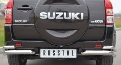 Защита заднего бампера (Ø63 и 42 мм, нержавейка) SLITKOFF Suzuki Grand Vitara JT 5 дверей 2-ой рестайлинг (2012-2016)