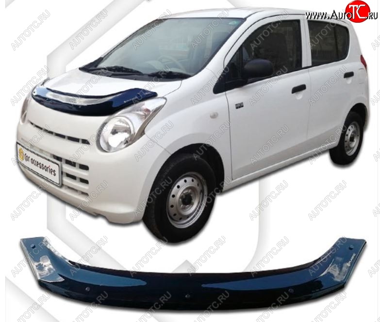 1 999 р. Дефлектор капота CA-Plastiс  Suzuki Alto  HA25-35 (2009-2014) хэтчбэк 5 дв. (Classic черный, Без надписи)  с доставкой в г. Владивосток