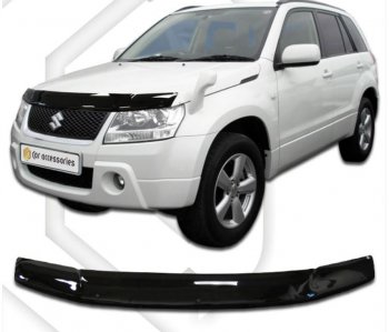 1 999 р. Дефлектор капота (TD54W TD94W) CA-Plastiс  Suzuki Grand Vitara ( JT 5 дверей,  JT 3 двери) (2005-2012) дорестайлинг, 1-ый рестайлинг, 1-ый рестайлинг (серия Classic черный, Без надписи)  с доставкой в г. Владивосток. Увеличить фотографию 2