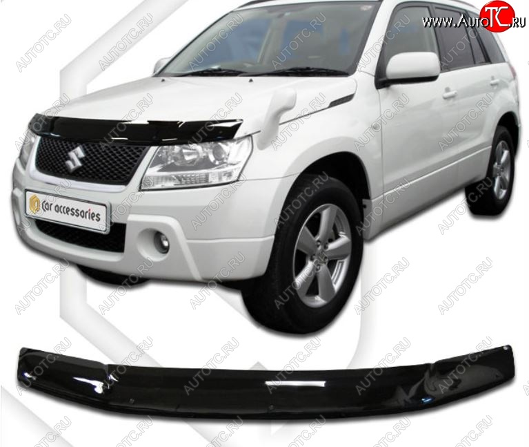 1 999 р. Дефлектор капота CA-Plastiс  Suzuki Grand Vitara  JT 3 двери (2005-2008) дорестайлинг (Classic черный, Без надписи)  с доставкой в г. Владивосток