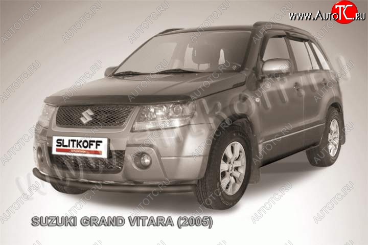 7 749 р. Защита переднего бампера Slitkoff  Suzuki Grand Vitara ( JT 5 дверей,  JT 3 двери) (2005-2008) дорестайлинг, дорестайлинг (Цвет: серебристый)  с доставкой в г. Владивосток