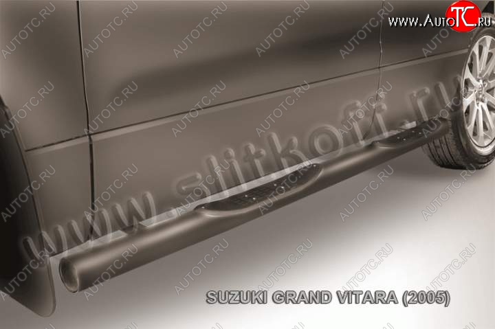 13 749 р. Защита порогов Slitkoff  Suzuki Grand Vitara ( JT 5 дверей,  JT 3 двери) (2005-2008) дорестайлинг, дорестайлинг (Цвет: серебристый)  с доставкой в г. Владивосток