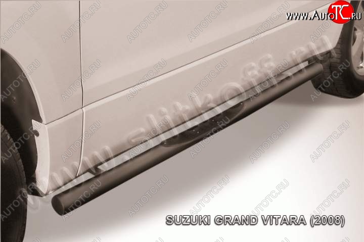 13 749 р. Защита порогов Slitkoff  Suzuki Grand Vitara  JT 3 двери (2005-2008) дорестайлинг (Цвет: серебристый)  с доставкой в г. Владивосток