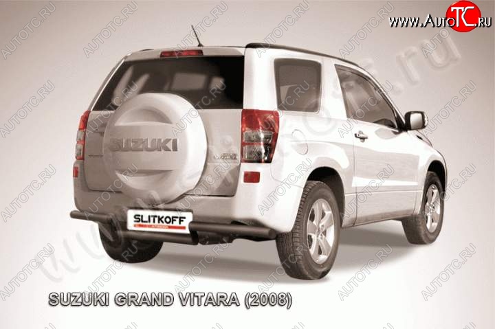 8 849 р. Защита задняя Slitkoff  Suzuki Grand Vitara  JT 3 двери (2005-2008) дорестайлинг (Цвет: серебристый)  с доставкой в г. Владивосток