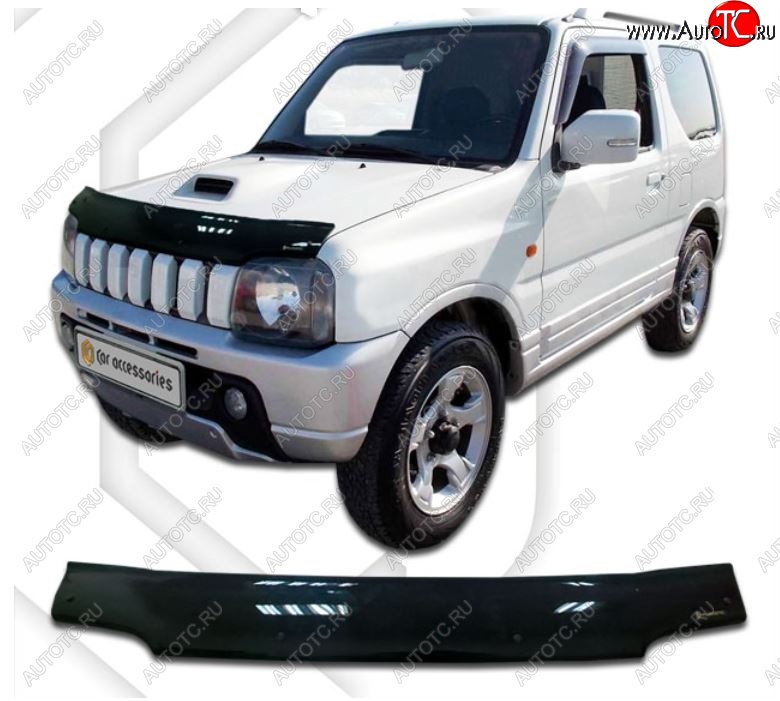 1 999 р. Дефлектор капота CA-Plastiс  Suzuki Jimny  JB23/JB43 (2002-2012) 1-ый рестайлинг (Classic черный, Без надписи)  с доставкой в г. Владивосток