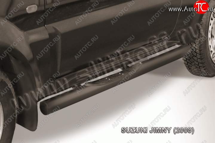 12 599 р. Защита порогов Slitkoff  Suzuki Jimny  JB23/JB43 (2002-2012) 1-ый рестайлинг (Цвет: серебристый)  с доставкой в г. Владивосток